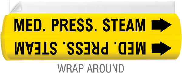 Med. Press. Steam High Temp. Wrap Around & Strap-On Pipe Marker