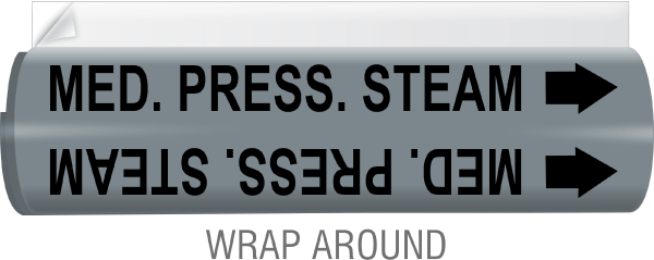 Med. Press. Steam High-Performance Wrap Around and Strap-On Pipe Marker
