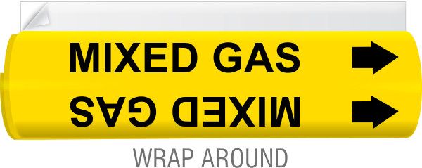 Mixed Gas High-Performance Wrap Around and Strap-On Pipe Marker