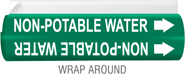 Non-Potable Water High Temp. Wrap Around & Strap-On Pipe Marker
