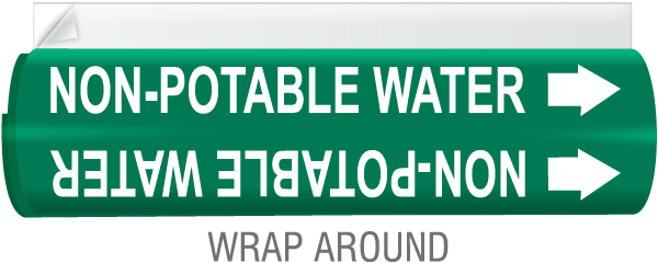 Non-Potable Water High Temp. Wrap Around & Strap On Pipe Marker
