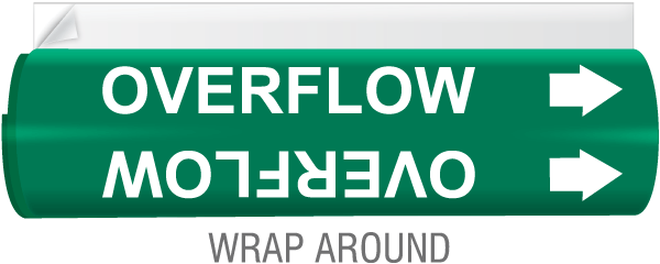 Overflow High Temp. Wrap Around & Strap-On Pipe Marker