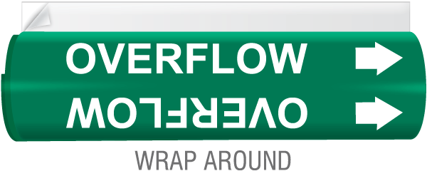Overflow High Temp. Wrap Around & Strap On Pipe Marker