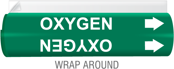 Oxygen High Temp. Wrap Around & Strap On Pipe Marker