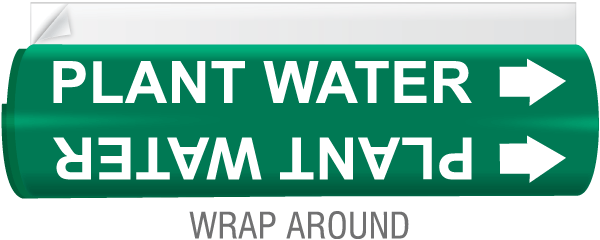 Plant Water High Temp. Wrap Around & Strap-On Pipe Marker