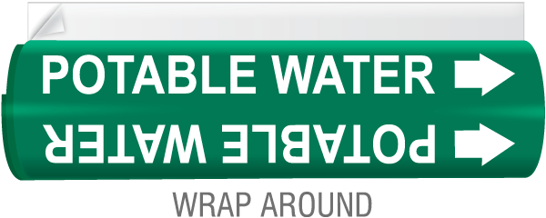 Potable Water High Temp. Wrap Around & Strap-On Pipe Marker