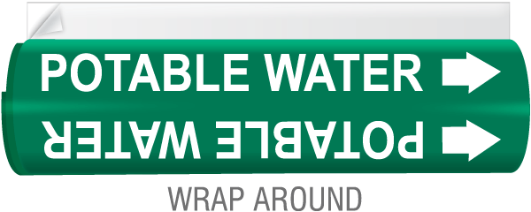 Potable Water High Temp. Wrap Around & Strap On Pipe Marker