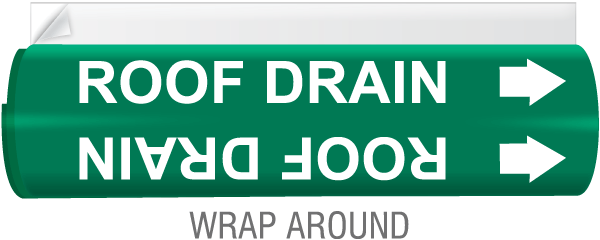 Roof Drain High Temp. Wrap Around & Strap-On Pipe Marker