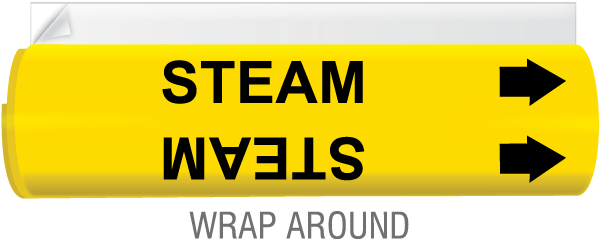 Steam High Temp. Wrap Around & Strap On Pipe Marker