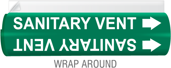 Sanitary Vent High Temp. Wrap Around & Strap-On Pipe Marker