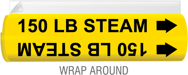 150 Lb Steam High Temp. Wrap Around & Strap-On Pipe Marker