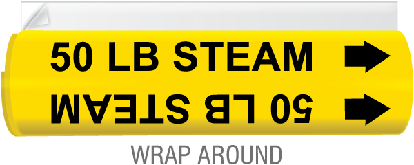 50 Lb Steam High Temp. Wrap Around & Strap-On Pipe Marker