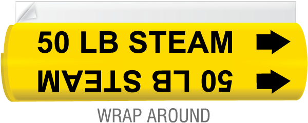 50 Lb Steam High Temp. Wrap Around & Strap On Pipe Marker