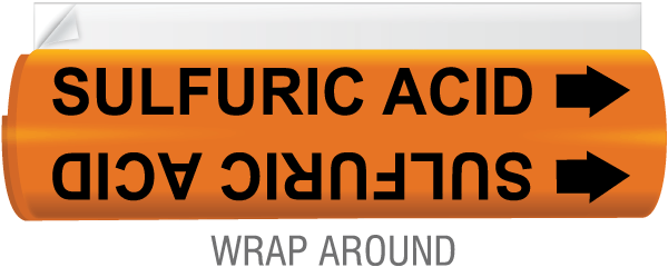 Sulfuric Acid High Temp. Wrap Around & Strap-On Pipe Marker