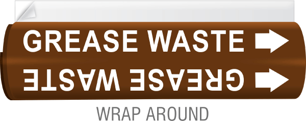 Grease Waste High-Performance Wrap Around and Strap-On Pipe Marker