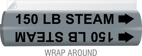 150 Lb Steam High-Performance Wrap Around and Strap-On Pipe Marker