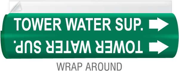 Tower Water Sup. High Temp. Wrap Around & Strap On Pipe Marker