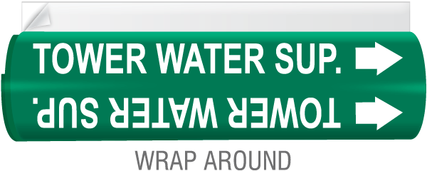 Tower Water Sup. High Temp. Wrap Around & Strap-On Pipe Marker