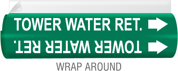 Tower Water Ret. High Temp. Wrap Around & Strap-On Pipe Marker