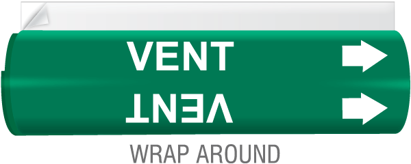 Vent High Temp. Wrap Around & Strap-On Pipe Marker
