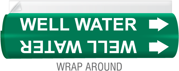 Well Water High Temp. Wrap Around & Strap-On Pipe Marker