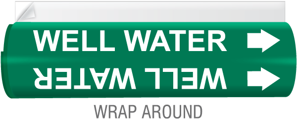 Well Water High Temp. Wrap Around & Strap On Pipe Marker