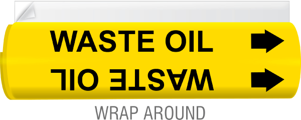 Waste Oil High-Performance Wrap Around and Strap-On Pipe Marker