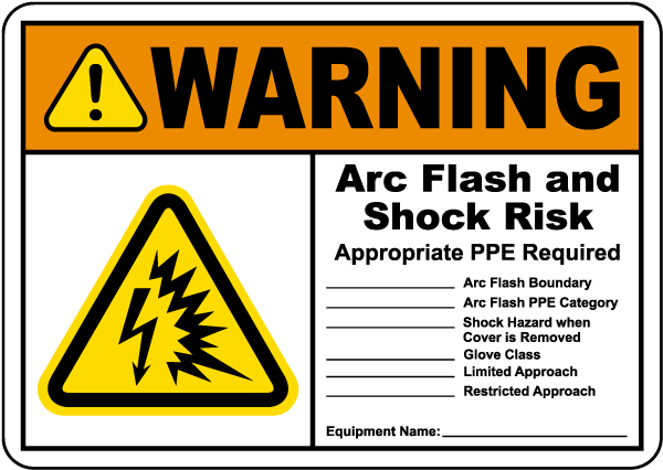 Arc Flash & Shock Risk Sign