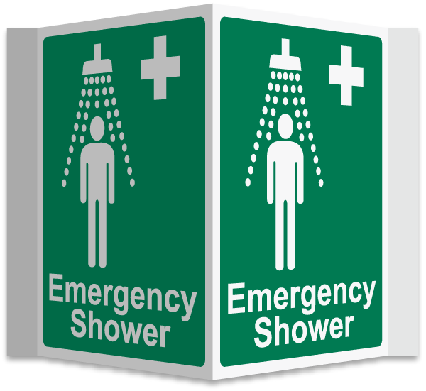 Emergency Shower 3-Way Sign