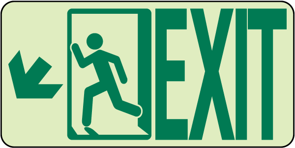 Exit (Downward/Left Arrow) Sign