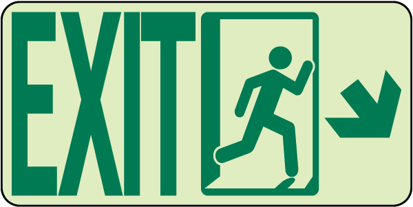 Exit (Downward/Right Arrow) Sign