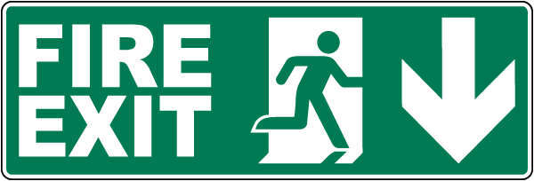 Fire Exit (Down Arrow) Sign