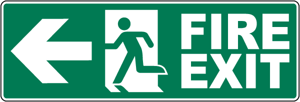 Fire Exit (Left Arrow) Sign