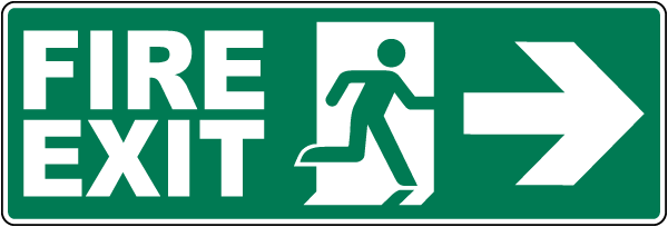 Fire Exit (Right Arrow) Sign