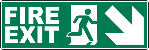 Fire Exit (Downward/Right Arrow) Sign