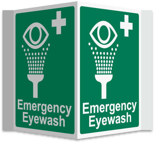 Emergency Eyewash 3-Way Sign
