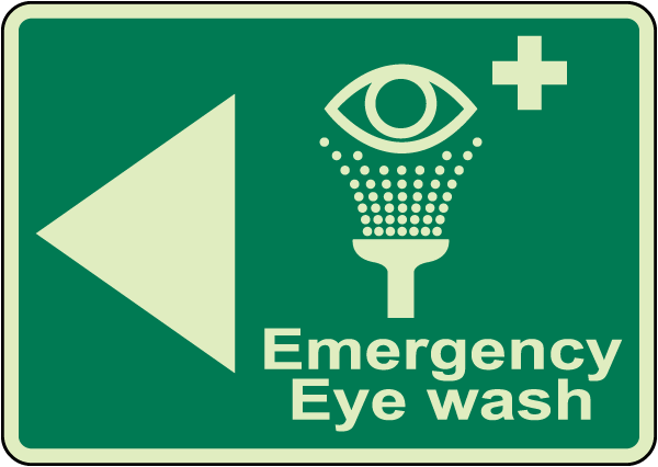 Emergency Eyewash (Left Arrow) Sign