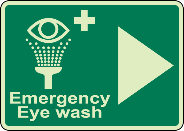 Emergency Eyewash (Right Arrow) Sign