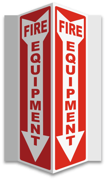 Fire Equipment 3-Way Sign