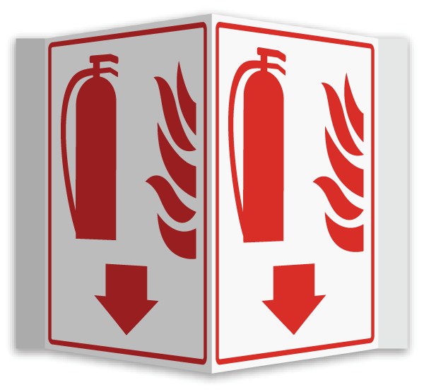 Fire Extinguisher 3-Way Sign