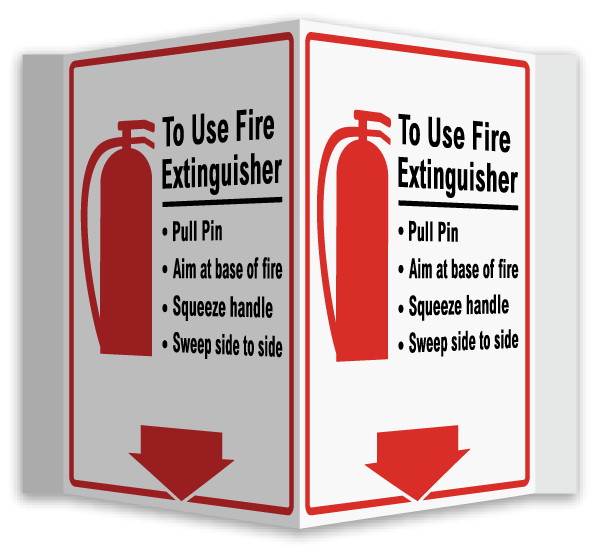 How To Use Fire Extinguisher 3-Way Sign