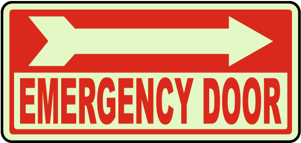 Emergency Door (Right Arrow) Sign
