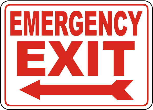 Emergency Exit (Left Arrow) Sign