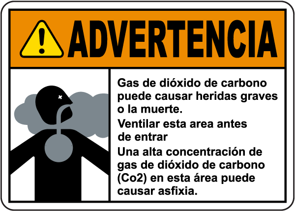 Spanish Warning Carbon Dioxide Gas Concentration Sign