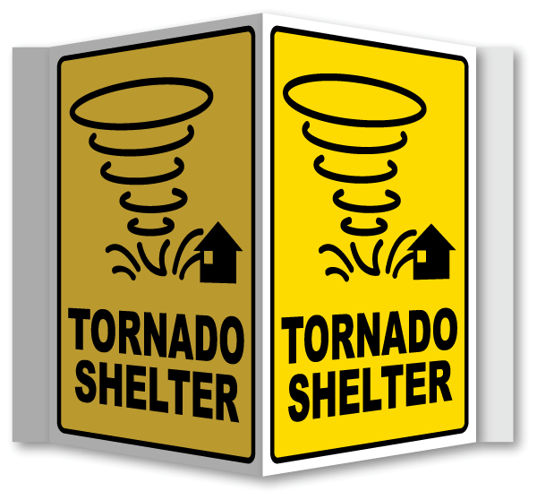 Tornado Shelter 3-Way Sign