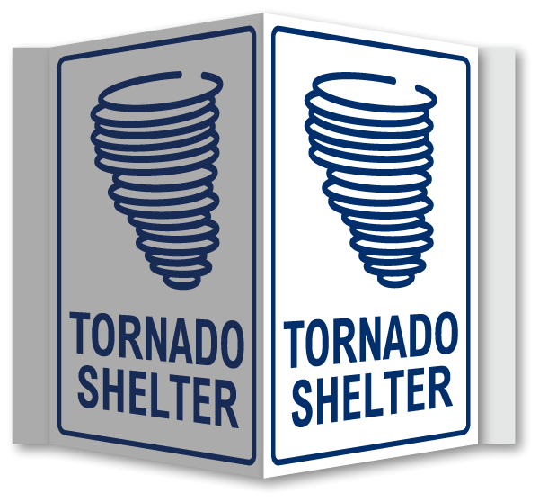 Tornado Shelter 3-Way Sign