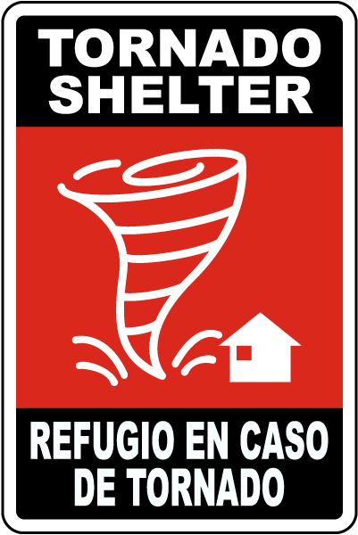 Bilingual Tornado Shelter Sign
