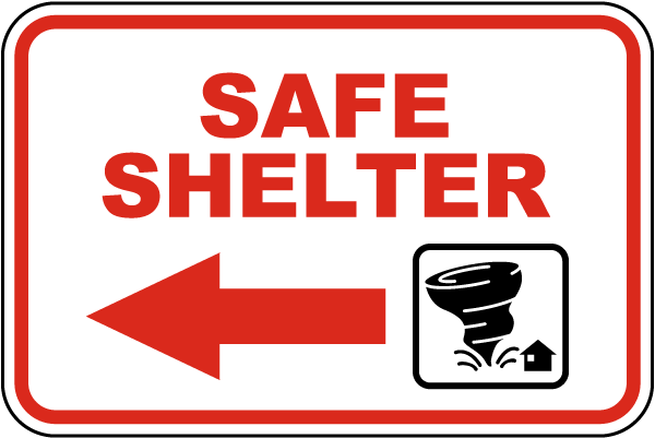 Storm Shelter Left Arrow Sign