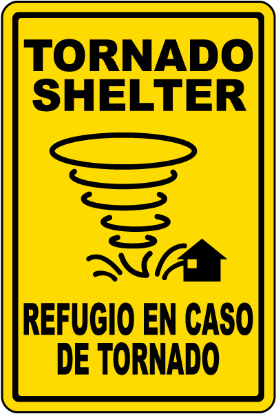 Bilingual Tornado Shelter Sign