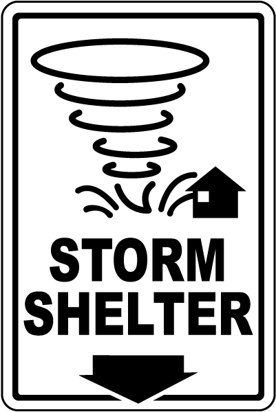 Storm Shelter Down Arrow Sign